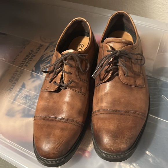 Ecco Men’s Brown Leather Dress Shoes – Size 9 –Comfort Sole business work event - Picture 4 of 15